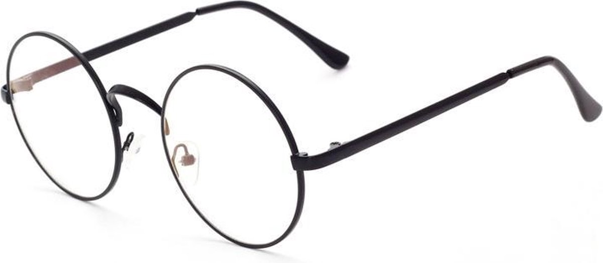 Retro Round Bril | Rond Zwart | Bril zonder sterkte | 50 mm